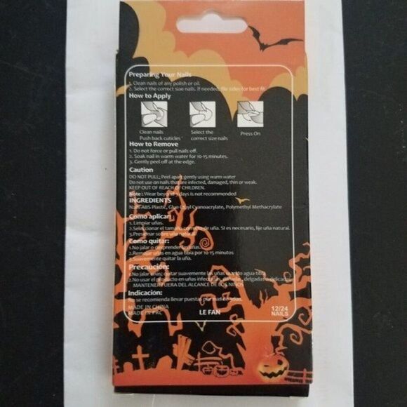 Halloween Press-On Nails 24 Pc Set Magic Fingertips Black & White - Picture 8 of 8